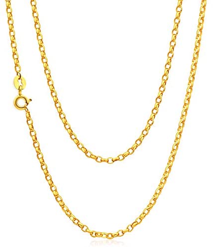9ct Yellow Gold Oval Belcher Chain Necklace - 3.9g - 18" (46cm) - Comes in a Jewellery presentation gift box