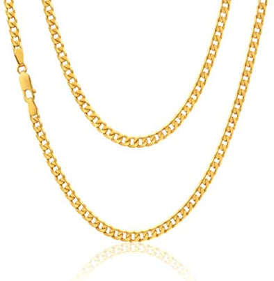 Yellow Gold Curb Chain Necklace - 6.5g - 18" (45cm) - Width 2.5mm