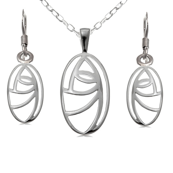 Women's Jewellery Sterling Silver Charles Rennie Mackintosh Gift Set - Necklace and Earring Set with Jewellery Gift Box