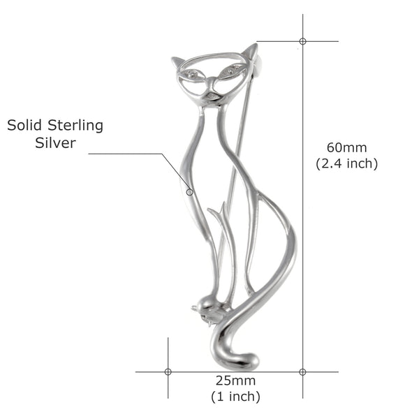 Sterling Silver Cat Brooch & Gift Box