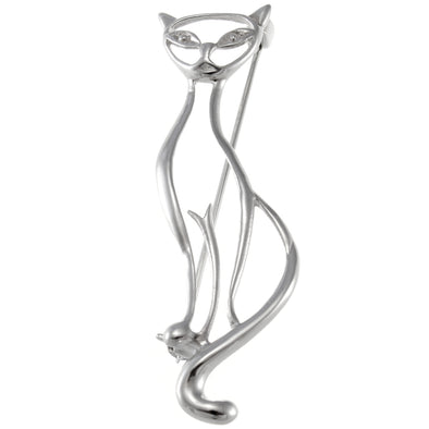 Sterling Silver Cat Brooch & Gift Box