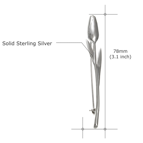 Sterling Silver Tulip Flower Brooch & Gift Box