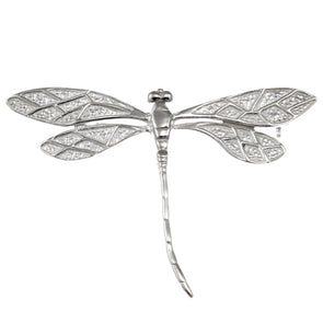 Sterling Silver Dragonfly Brooch for Women - 50mm x 38mm Silver Brooch Pin with Jewellery Gift Box