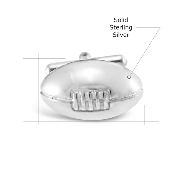 Sterling Silver Cufflinks - Novelty Cufflinks for Men with Jewellery Gift Box - Rugby Gifts for Men