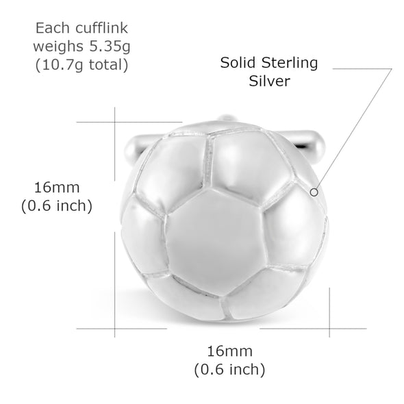 Sterling Silver Football  Cufflinks - Novelty Cufflinks for Men with Jewellery Gift Box - Football Gifts for Men