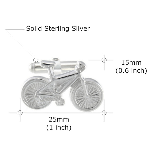 Sterling Silver Bicycle Cufflinks - Novelty Cufflinks for Men with Jewellery Gift Box - Bicycle Gifts for Men