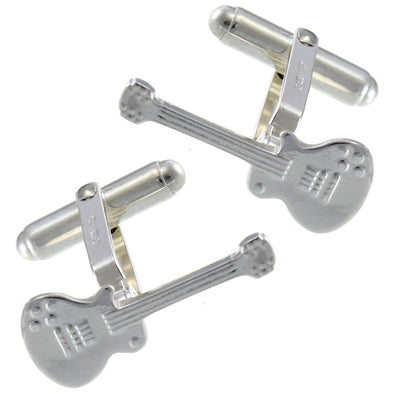 Sterling Silver Guitar Cufflinks - Novelty Cufflinks for Men with Jewellery Gift Box - Music Gifts for Men
