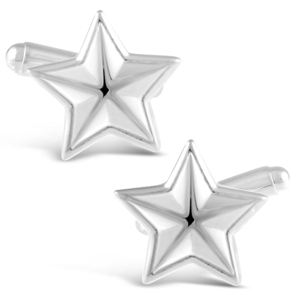 Sterling Silver Star Cufflinks - Stylish Cufflinks for Men with Jewellery Gift Box - Quality Gifts for Men