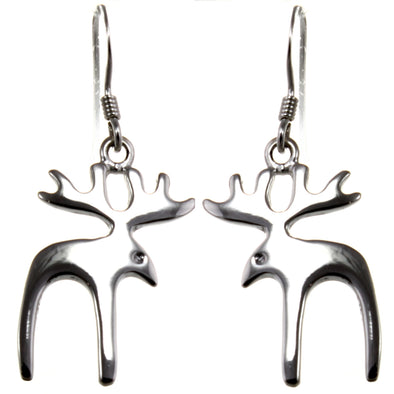 Deer or Moose with Antlers Drop Earrings Sterling Silver Earrings for Women with Jewellery Gift Box - Gift for Women