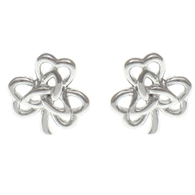 Irish Shamrock Stud Earrings Sterling Silver Earrings for Women with Jewellery Gift Box - Gift for Women