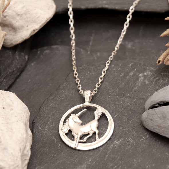 Sterling Silver Unicorn Pendant with 18" Chain