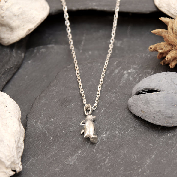 Sterling Silver Penguin Pendant Necklace with 18" Silver Chain & Jewellery Gift Box
