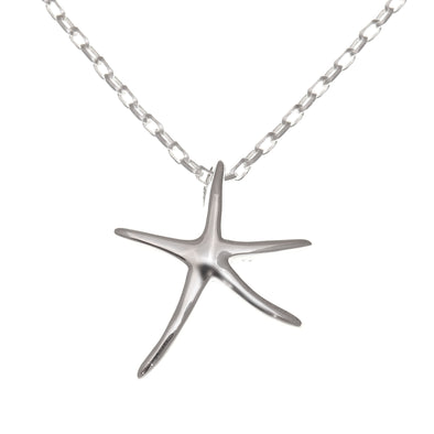 Sterling Silver Starfish Pendant Necklace with 18" Silver Chain & Jewellery Gift Box
