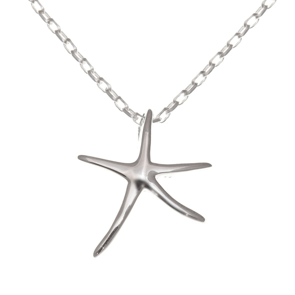 Sterling Silver Starfish Pendant Necklace with 18" Silver Chain & Jewellery Gift Box