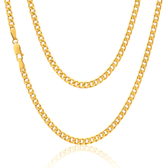 Yellow Gold Curb Chain Necklace - 6.5g - 18" (45cm) - Width 2.5mm