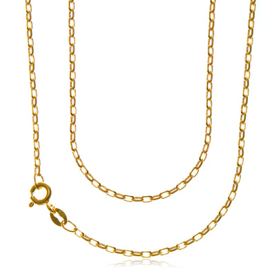 22" Solid 9ct Gold Chain Rolo Belcher Chain Necklace - 1.5mm - Yellow Gold Necklace for Women & Men with Jewellery Gift Box