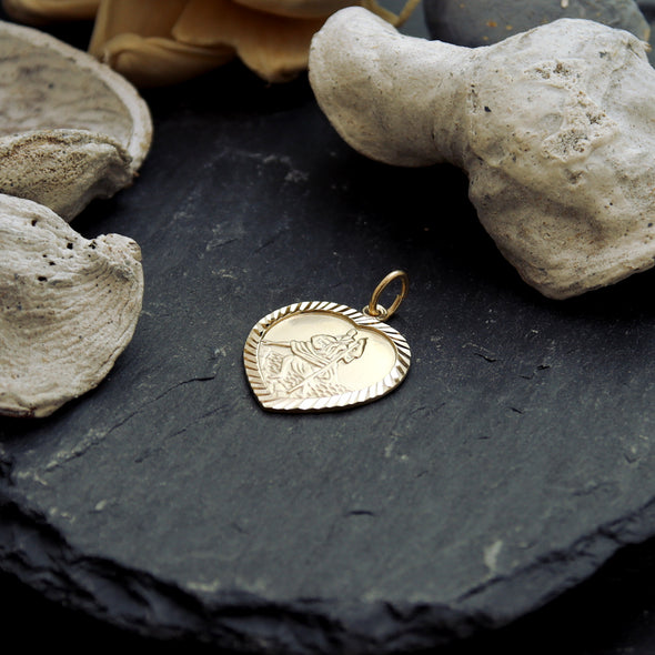 9ct Gold St Christopher Pendant Medal - PENDANT ONLY with Jewellery Gift Box
