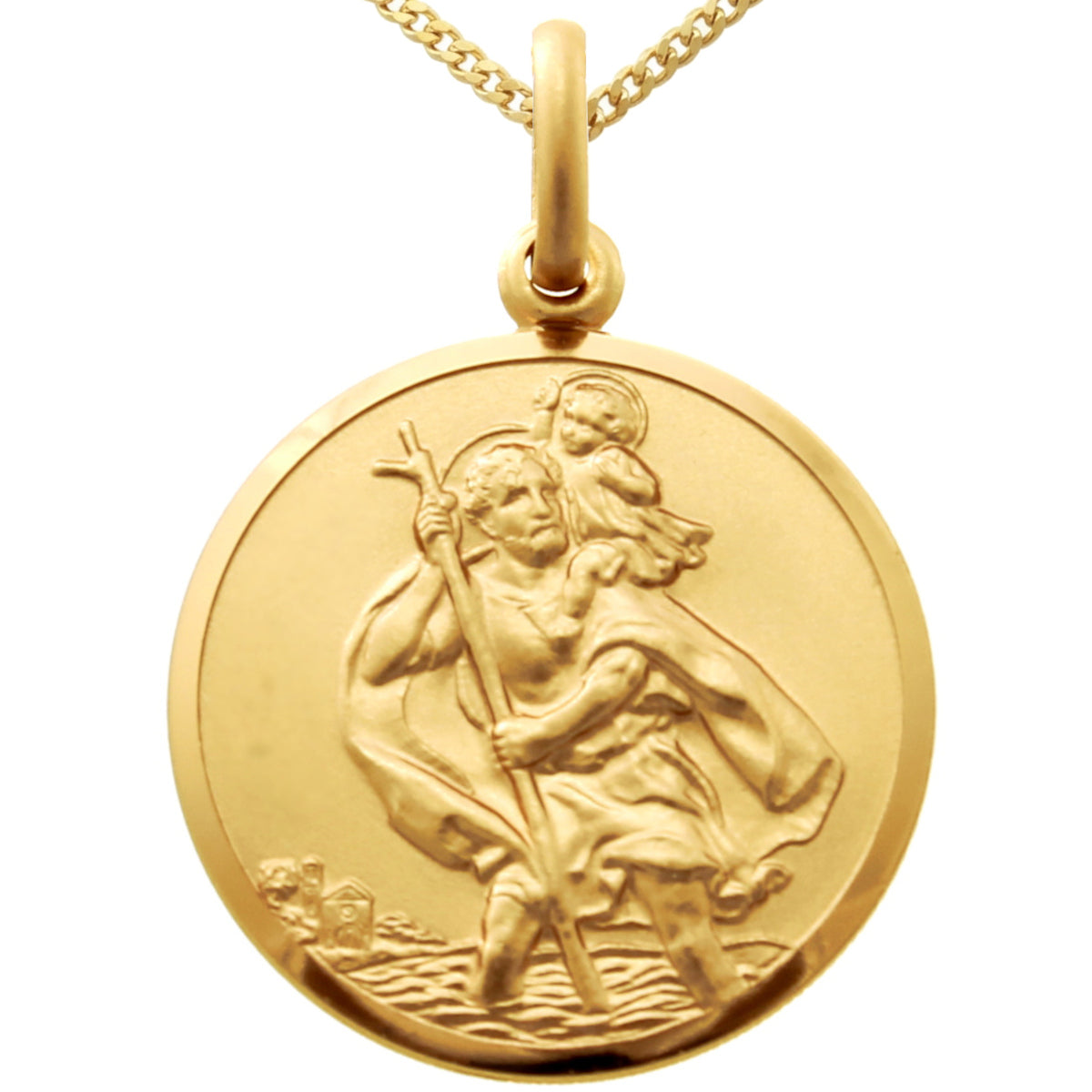thumbnail image 2 of 9ct Yellow Gold St Christopher Pendant Medal – 22mm, 5.4g, With Gift Box 2 of 5