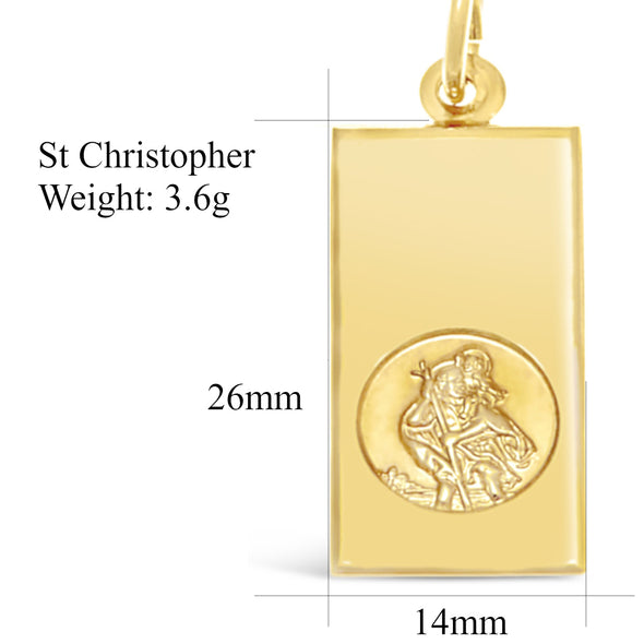 9ct Gold St Christopher Pendant Medal  - 26mm x 14 mm - PENDANT ONLY with Jewellery Gift Box