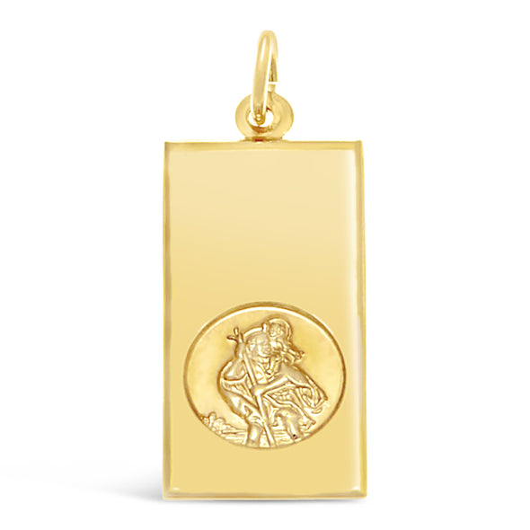 9ct Gold St Christopher Pendant Medal  - 26mm x 14 mm - PENDANT ONLY with Jewellery Gift Box