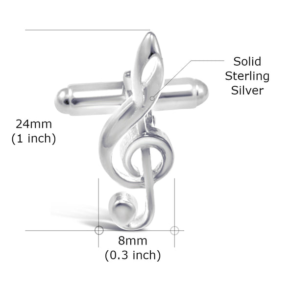 Sterling Silver Cufflinks - Novelty Cufflinks for Men with Jewellery Gift Box - Music Gifts for Men