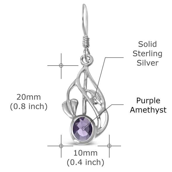 Women's Jewellery Sterling Silver & Amethyst Charles Rennie Mackintosh Gift Set - Necklace and Earring Set with Jewellery Gift Box