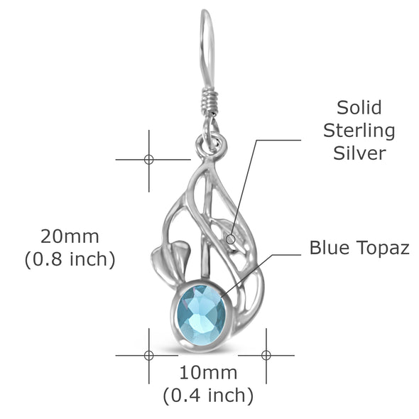 Women's Jewellery Sterling Silver & Blue Topaz Charles Rennie Mackintosh Gift Set - Necklace and Earring Set with Jewellery Gift Box