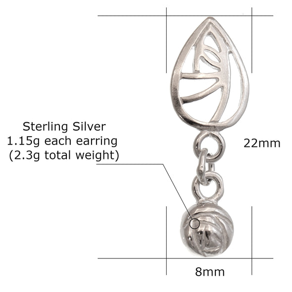 Charles Rennie Mackintosh Sterling Silver Earrings for Women - Stud Drop Earrings with Jewellery Gift Box - 22mm x 8mm