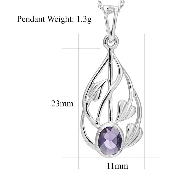 Women's Jewellery Sterling Silver & Amethyst Charles Rennie Mackintosh Gift Set - Necklace and Earring Set with Jewellery Gift Box