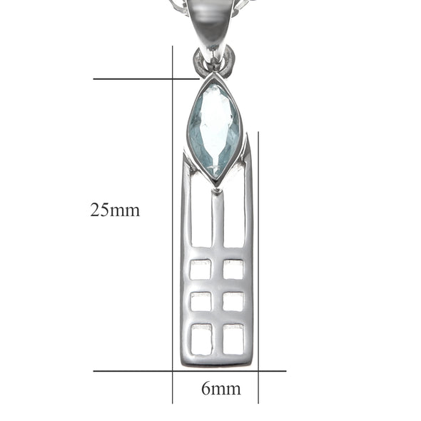 Women's Jewellery Sterling Silver Charles Rennie Mackintosh Gift Set - Blue Topaz Necklace and Earring Set with Jewellery Gift Box