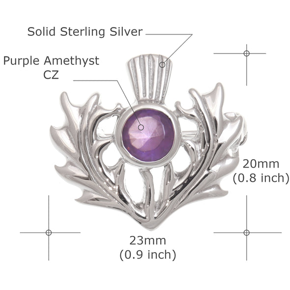 Sterling Silver Amethyst Thistle Brooch