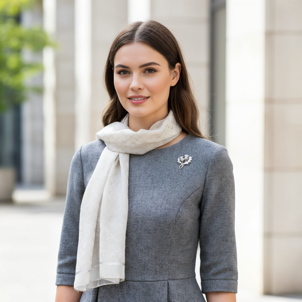 Women's Sterling Silver Scottish Thistle Brooch Pin with Jewellery Gift Box - Scottish Gift for Women