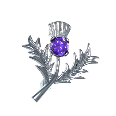 Sterling Silver Amethyst Thistle Brooch and Jewellery Gift Box