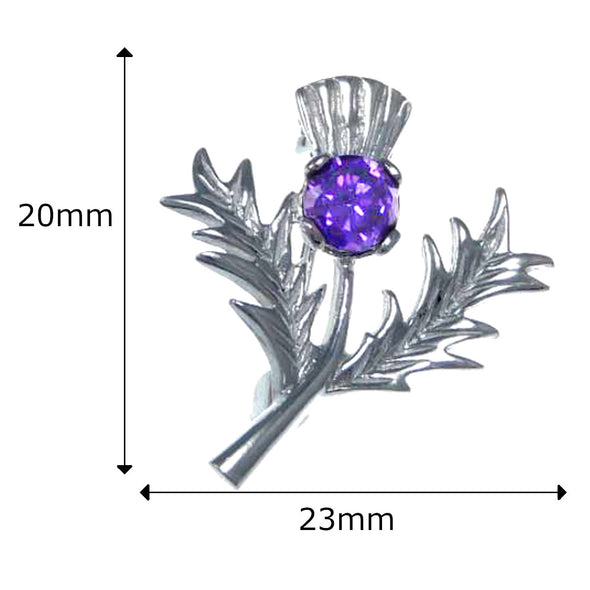 Sterling Silver Amethyst Thistle Brooch and Jewellery Gift Box