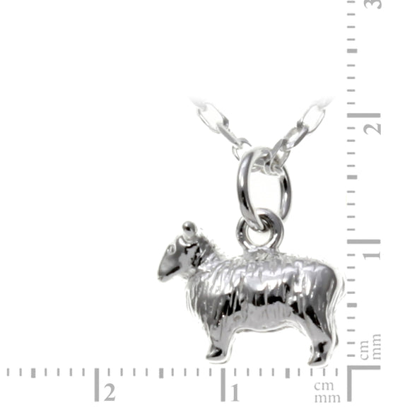 Sterling Silver Scottish Sheep Necklace 14mm x 10mm Pendant with 18" Silver Chain & Jewellery Gift Box - Scottish Gifts for Women & Men