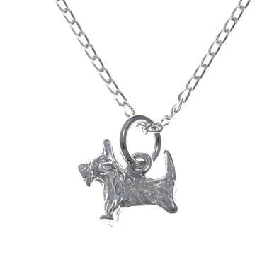 Sterling Silver Scottish Terrier Scottie Dog Necklace 11mm x 11mm Pendant with 18" Silver Chain & Jewellery Gift Box - Scottish Gifts for Women & Men