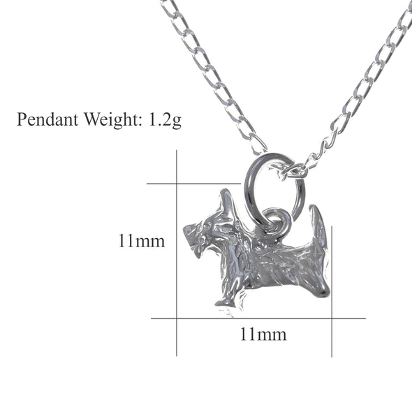 Sterling Silver Scottish Terrier Scottie Dog Necklace 11mm x 11mm Pendant with 18" Silver Chain & Jewellery Gift Box - Scottish Gifts for Women & Men