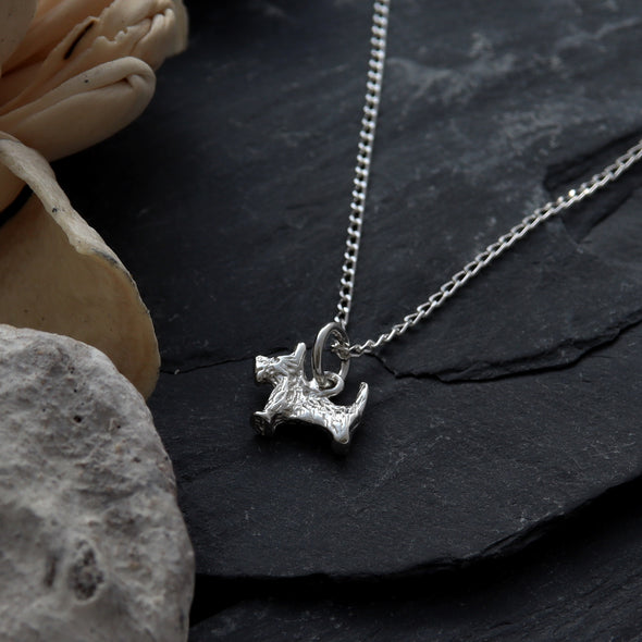 Sterling Silver Scottish Terrier Scottie Dog Necklace 11mm x 11mm Pendant with 18" Silver Chain & Jewellery Gift Box - Scottish Gifts for Women & Men