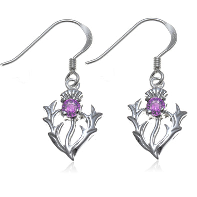 Sterling Silver Amethyst Thistle Earrings