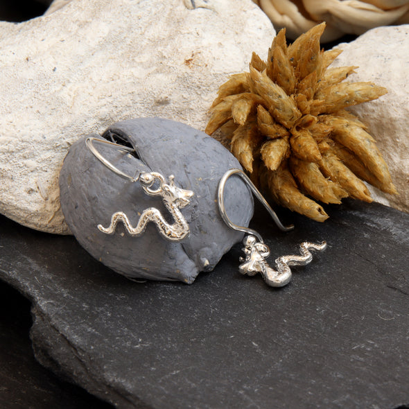 Sterling Silver Scottish Loch Ness Monster Earrings 13mm x 8mm Drop Earrings with Jewellery Gift Box - Scottish Gifts for Women Girls Teens