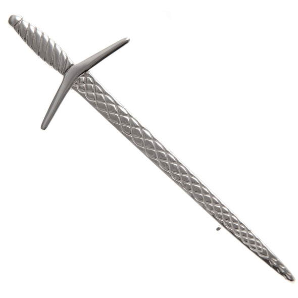 Sterling Silver Scottish Celtic Sword Kilt Pin Brooch for Men & Women - Kilt Accessory with Jewellery Gift Box - 85mm