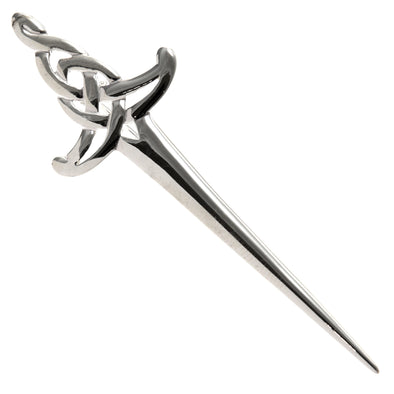 Sterling Silver Scottish Celtic Sword Kilt Pin Brooch for Men & Women - Kilt Accessory with Jewellery Gift Box - 72mm