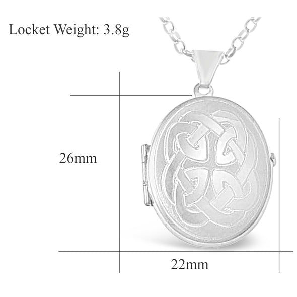 Sterling Silver Locket Necklace for Women - Girls 4 Photo Locket - 26mm x 22mm Oval Locket with 18" Silver Chain & Jewellery Gift Box
