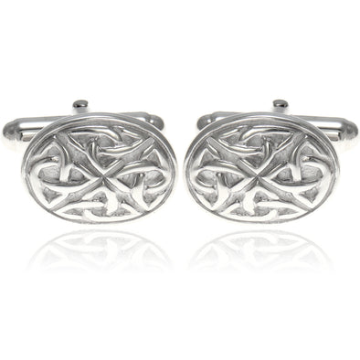 Sterling Silver Oval Celtic Cufflinks With Gift Box