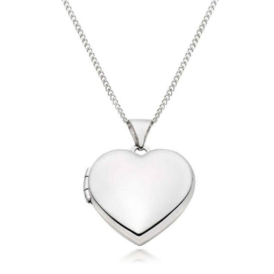 Sterling Silver Locket Necklace for Girls Children - 16mm x 16mm Small Heart Locket with 18" Silver Chain & Jewellery Gift Box