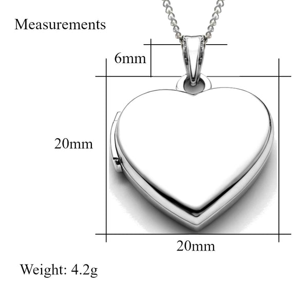 Sterling Silver Locket Necklace for Women - Girls 2 Photo Locket - 20mm x 20mm Heart Locket with 18" Silver Chain & Jewellery Gift Box