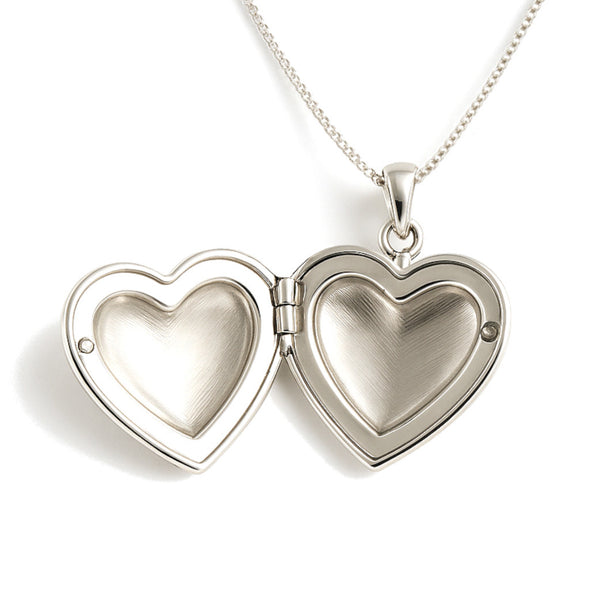 Sterling Silver Locket Necklace for Women - Girls 2 Photo Locket - 20mm x 20mm Heart Locket with 18" Silver Chain & Jewellery Gift Box
