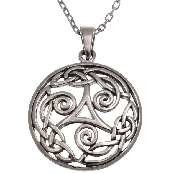 Solid 925 Sterling Silver Celtic Pendant Necklace for Women - Celtic Jewellery with 18" Chain and Jewellery Gift Box - 28mm