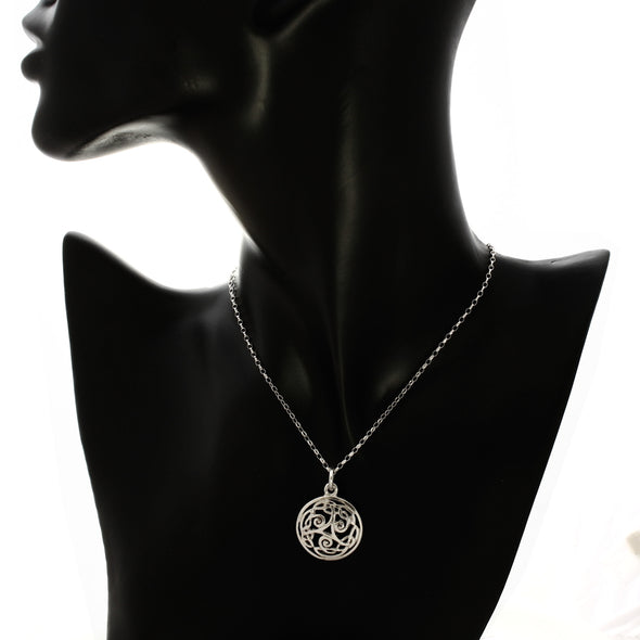 Solid 925 Sterling Silver Celtic Pendant Necklace for Women - Celtic Jewellery with 18" Chain and Jewellery Gift Box - 28mm