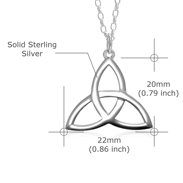 Sterling Silver Trinity Knot Celtic Pendant Necklace for Women - Celtic Jewellery with 18" Chain & Jewellery Gift Box - 22mm x 20mm